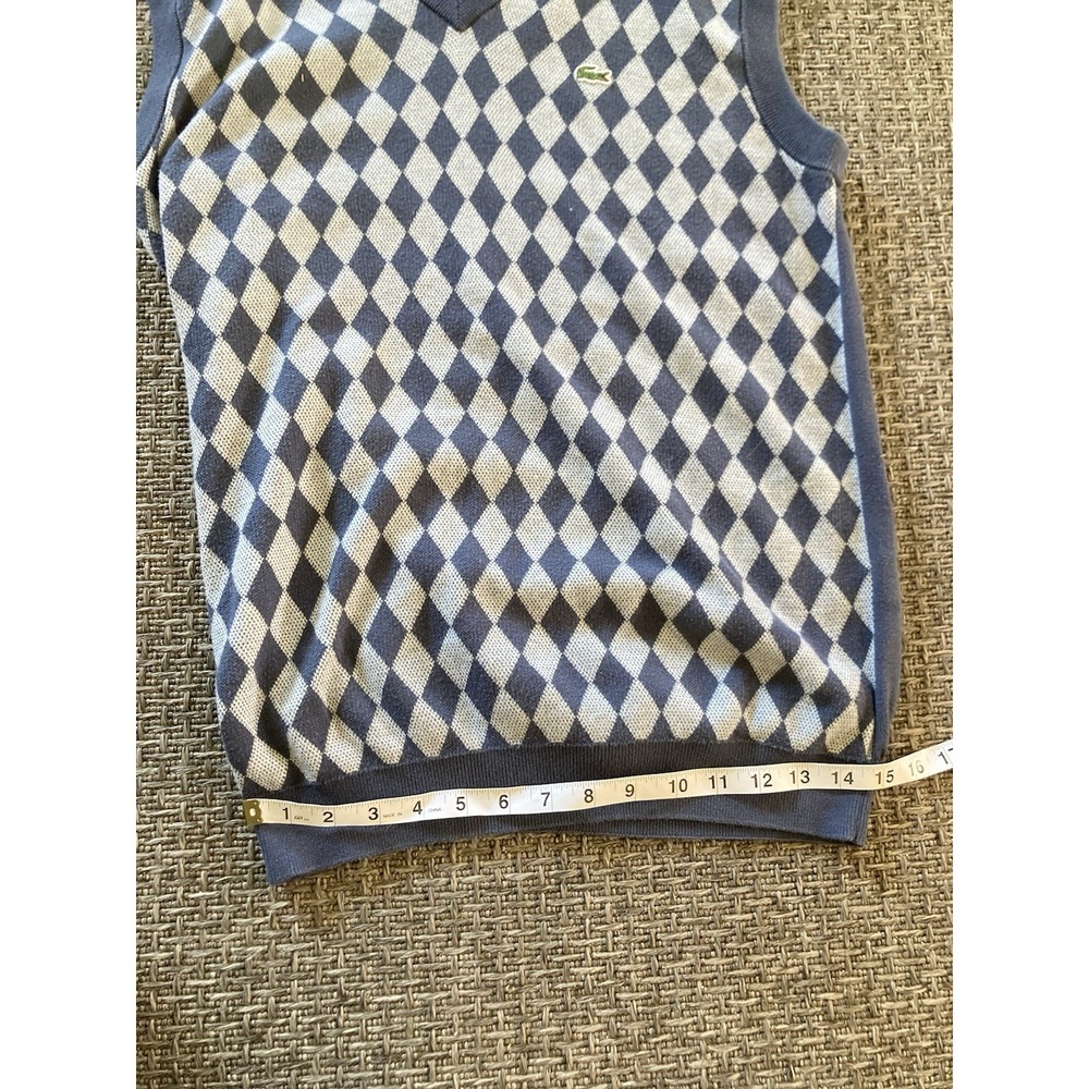 Lacoste Mens V Neck Sleeveless AOP Blue 100% Cotton Sweater Vest Size 5 - Picture 9 of 11